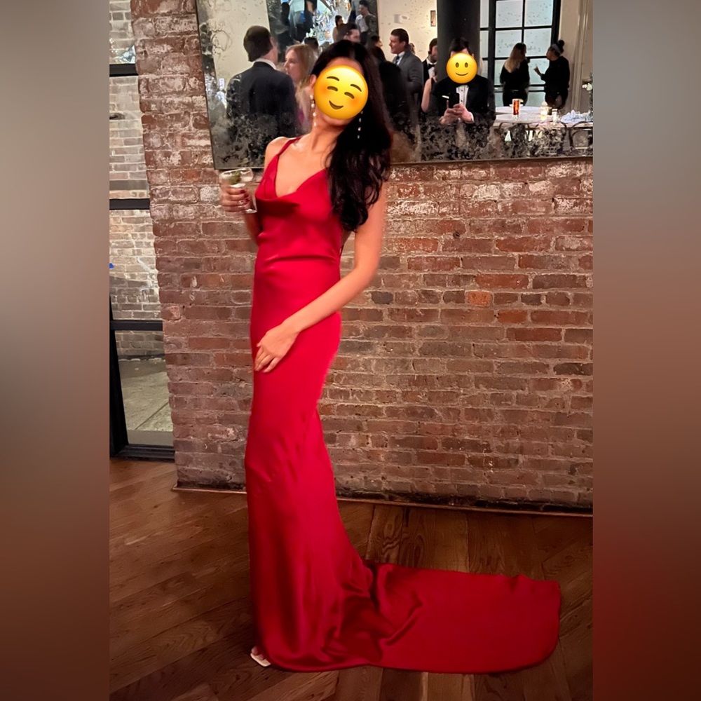 Norma Kamali Bias Cross Back Gown: Tiger Red